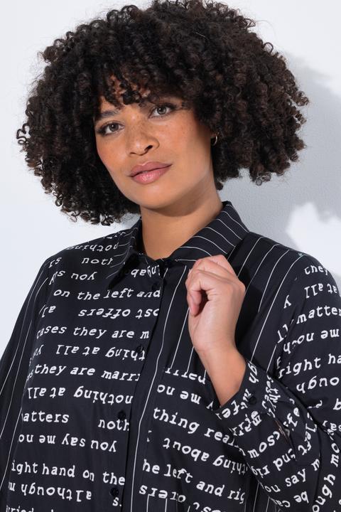 Produktbild Angel of Style Long-Hemdbluse, oversized, Schriftmuster/Streifen (50)