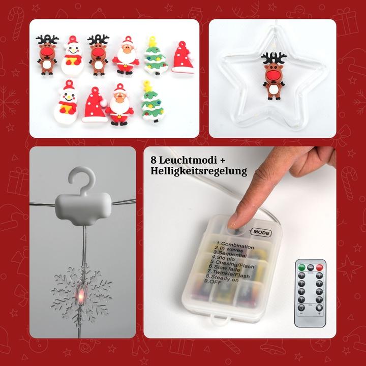 Produktbild Hermex LED Weihnachtslichterkette 3m Sternen-Lichtervorhang mit Schneeflocken (3 m)