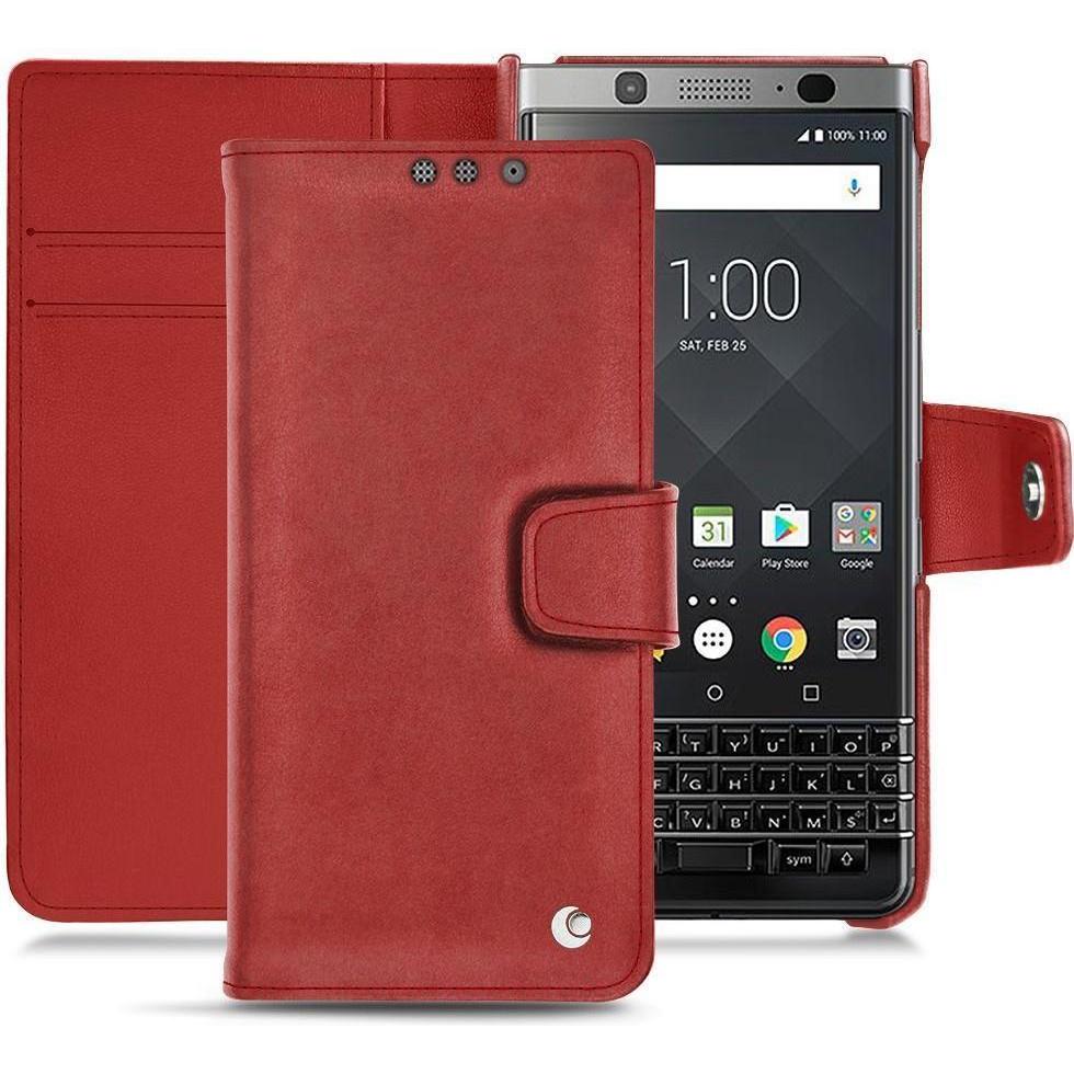 Noreve Lederschutzhülle Wallet (Blackberry KEYone), Smartphone Hülle, Rot