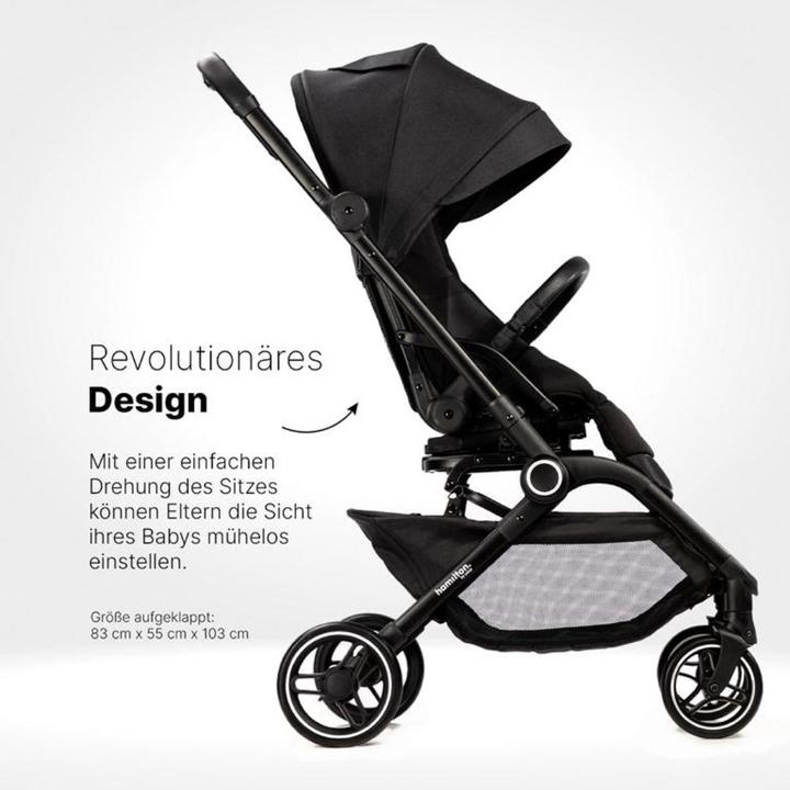Immagine prodotto Hamilton by yoop Passeggino T1 Nero - Passeggino premium con MagicFold™ girevole a 360 gradi