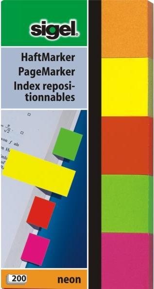 Produktbild Sigel Haftnotizen Neon (20 x 50 mm)