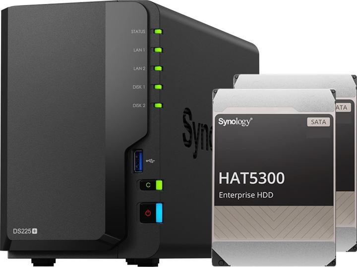 Actual product image Synology DS225+ (2 x 12 TB, Synology HAT 53xx)