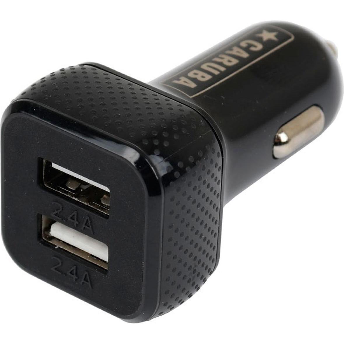 Caruba Caricatore da auto Duo USB 4,8 Ampere Nero, Adattatore per auto, Nero