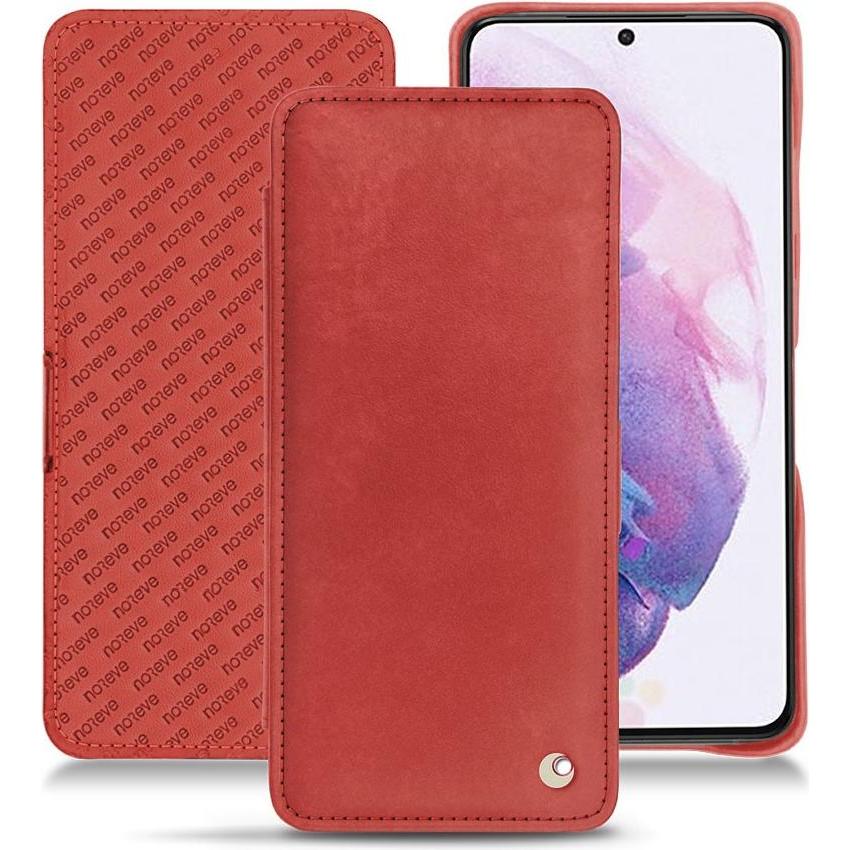 Noreve Lederschutzhülle horizontal (Samsung Galaxy S21), Smartphone Hülle, Rot