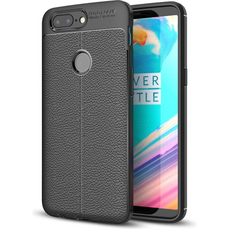 Screenguard OnePlus 5T Hülle Leather Design TPU Cover (OnePlus 5T), Smartphone Hülle, Schwarz