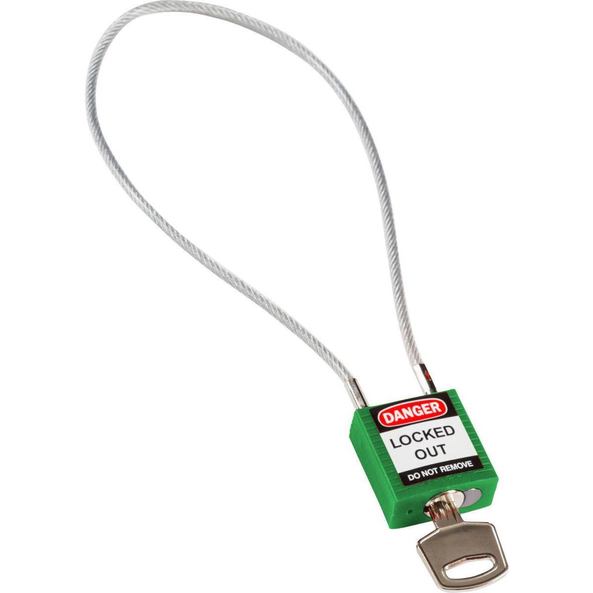 Brady, Vorhängeschloss, SafetyPadlocks-Compact Cable Keyed Green