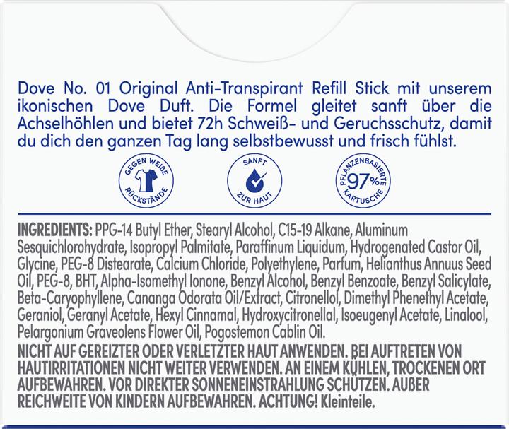 Produktbild Dove Antitranspirant Deostick Original, Nachfüllpack, 35 ml (Stick)