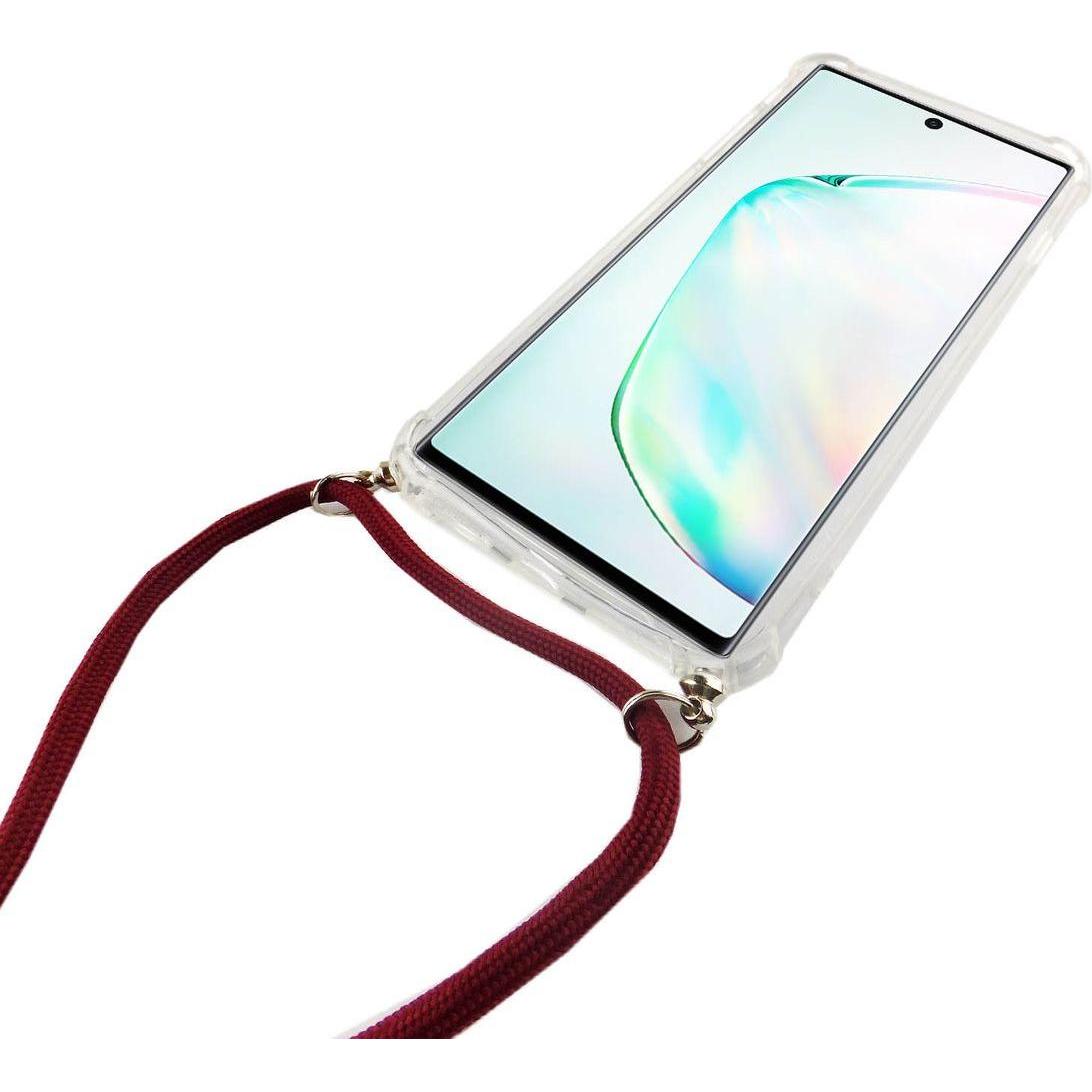 Thumbnail - König Design Handykette für Samsung Galaxy Note 10 mit Band Case zum umhängen Kordel Rot Neu, Handykette, Transparent