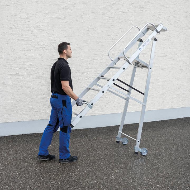 Actual product image Munk Platform ladder with castors and handle 6 steps with storage tray (Platform ladder, 130 cm)