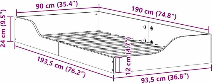 Image du produit vidaXL Plattformbett (90 x 190 cm)
