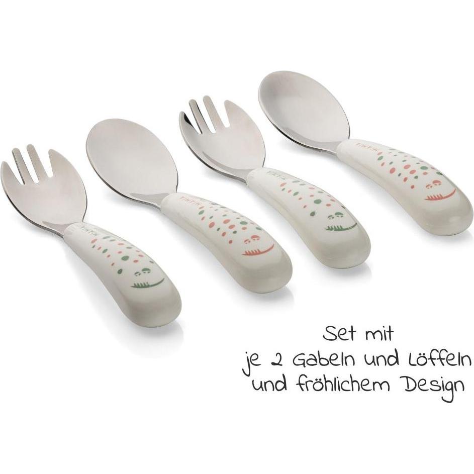 Thumbnail - MiaMia, Kindergeschirr + Kinderbesteck, Esslernbesteck Esslern Besteck-Set 4-teilig mit ergonomsichen Griffen