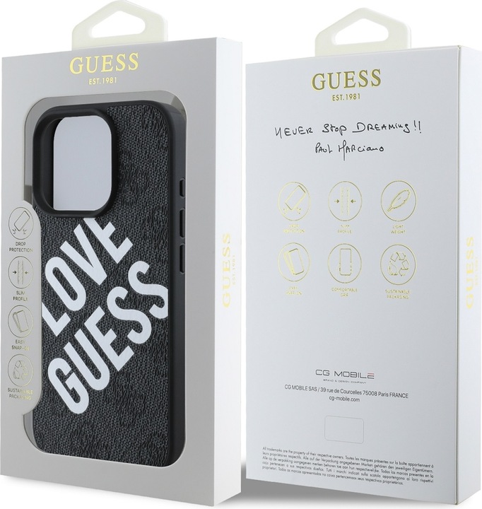 Produktbild Guess PU Leather 4G Big Love Logo MagSafe Case for iPhone 16 Pro Black (Apple iPhone 16 Pro)