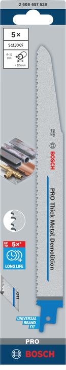 Image du produit Bosch Professional Zubehör Feuille PRO Thick Metal Demolition S1130CF, 1,6 x 22 x 225 mm, 5 pcs.