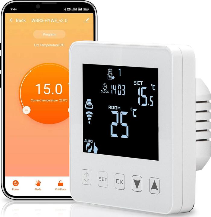 Produktbild Casativo WLAN-Thermostat für Fussboden Heizungen, Steuerung per App, Siri, Alexa & GA