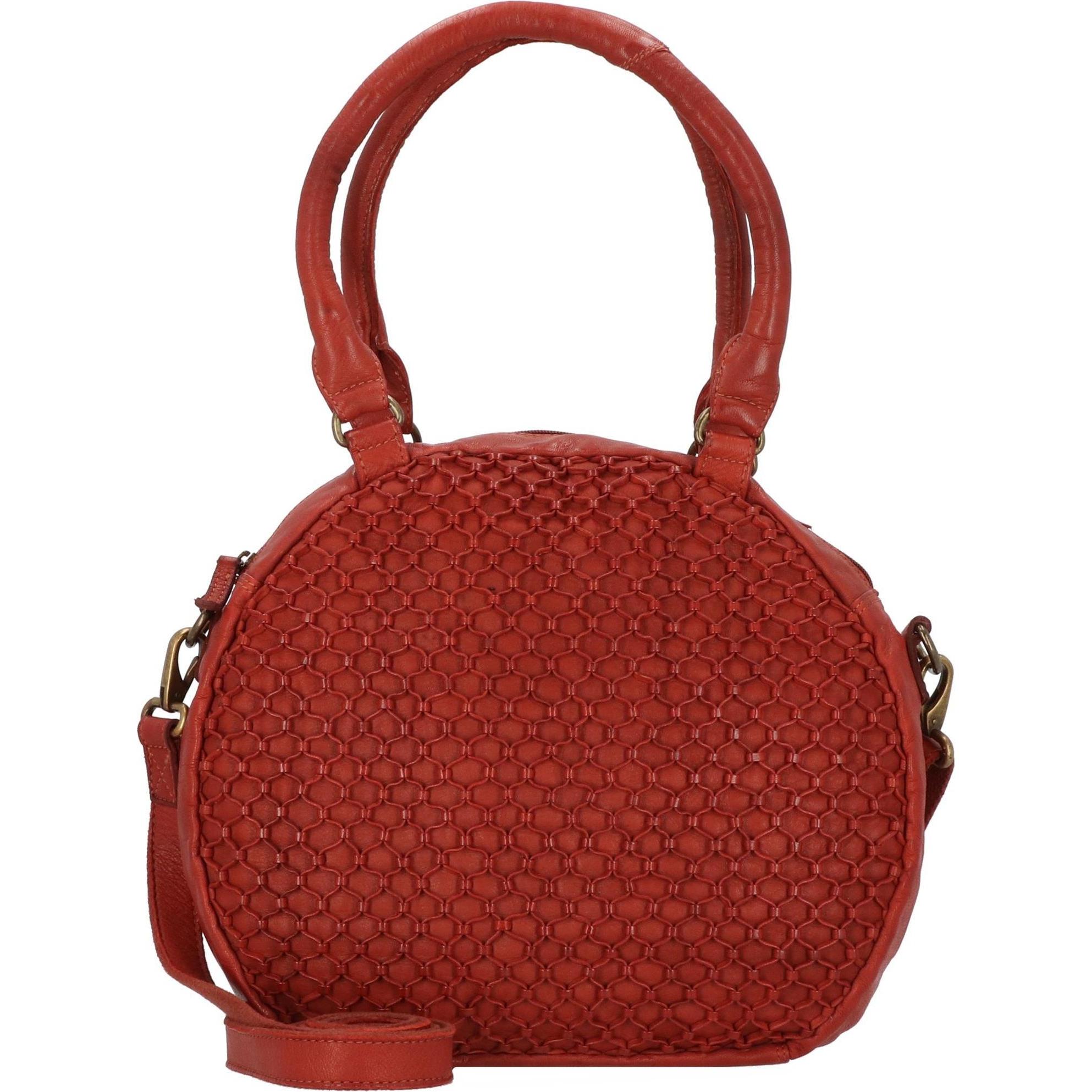 Greenland Nature, Handtasche, Femi & Nine Schultertasche Leder 34 cm, Rot