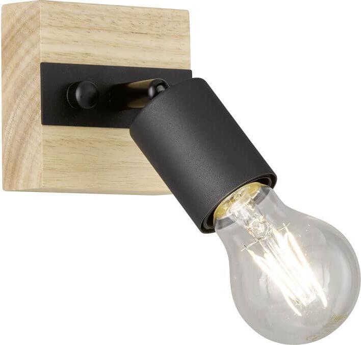 Produktbild FHL easy FHL Juris Wandleuchte im Industrial-Design, Wandlampe E27 schwarz Holz natur (E27)