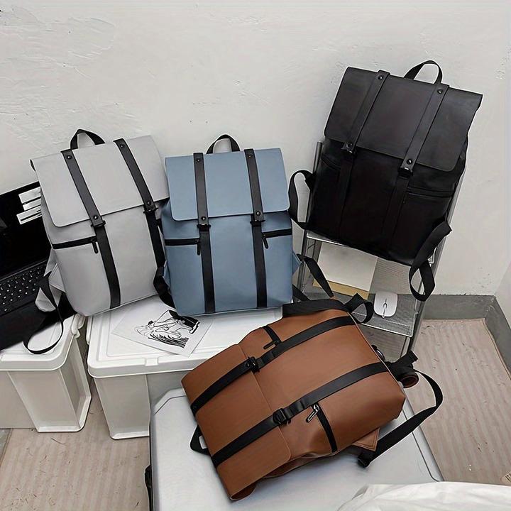Produktbild Only-Bags.Store PU-Leder-Rucksack, wasserdichte Schultasche, einfarbiger Rucksack für Männer und Frauen