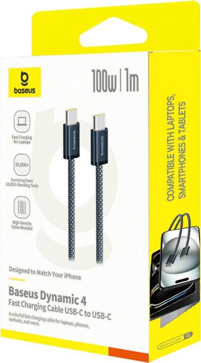 Produktbild Baseus USB-C to USB-C Cable Dynamic 4 Series, 100W, 5A, 1m, Cosmic Black (1 m, USB 4.0, 100 W)