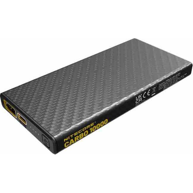 Nitecore Powerbank CARBO10000 - 10000mAh (10000 mAh, 38 W, 38 Wh), Powerbank, Grau