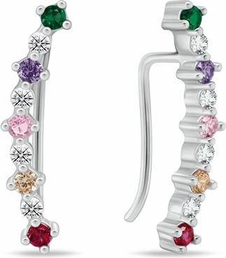 Produktbild Brilio Silver - Silver long earrings with colored zircons EA1106WRBW