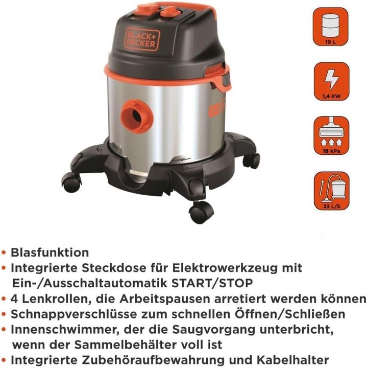 Actual product image Black & Decker BlackDecker BXVC20XTE Wet and Dry Vacuum Cleaner 1400 W 20 L (Wet dry vacuum cleaner)