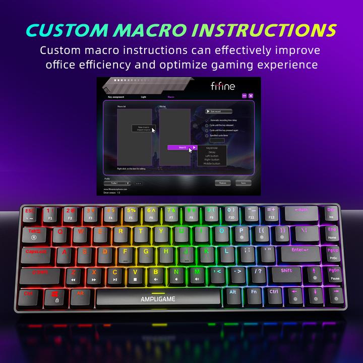 Produktbild Fifine GK1 Gaming Keyboard black (US, Kabelgebunden)