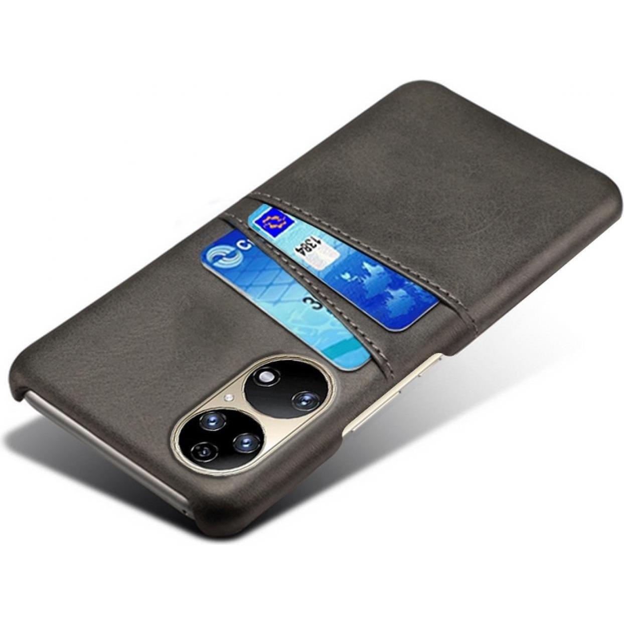 Screenguard Huawei P50 CardCaddy Leder Backcase mit Kartenfächern (Huawei P50), Smartphone Hülle, Schwarz