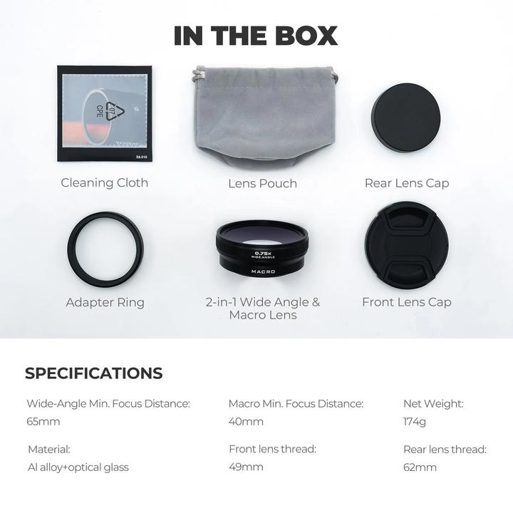 Produktbild Freewell FW-FU-XMWA-B Fuji X100VI/X100V 2-in-2 Wide Angle & Macro Lens Black