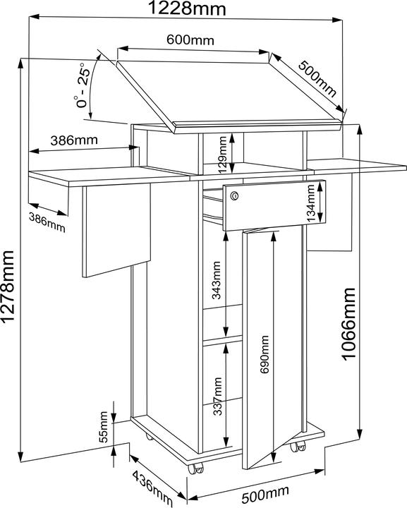 Valeurs nutritives et ingrédients VCM Holz Stehpult Rednerpult Rollen Salia T