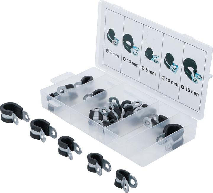 Actual product image BGS Gummierte Schlauchklemmen-Sortiment Ø 6 - 16 mm 18-tlg. (Hose clamp)