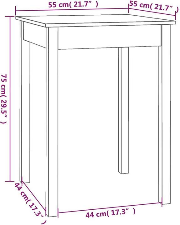 Image du produit vidaXL Esstisch (55 x 55 x 75 cm)
