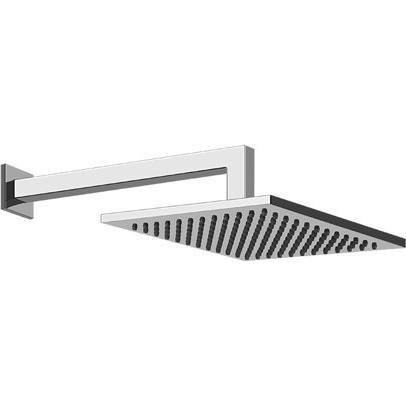 Gessi, Badarmatur, Emporio Antikalk-Kopfbrause mit Gelenk, quadratischer Deckenarm, Rosette 60 mm, Höhe 260 mm