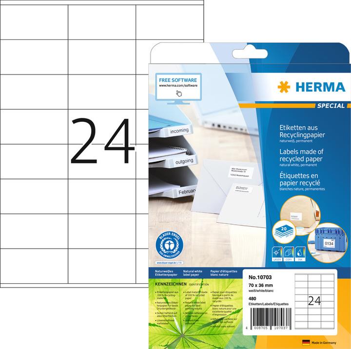 Image du produit Herma Étiquettes recyclées A4