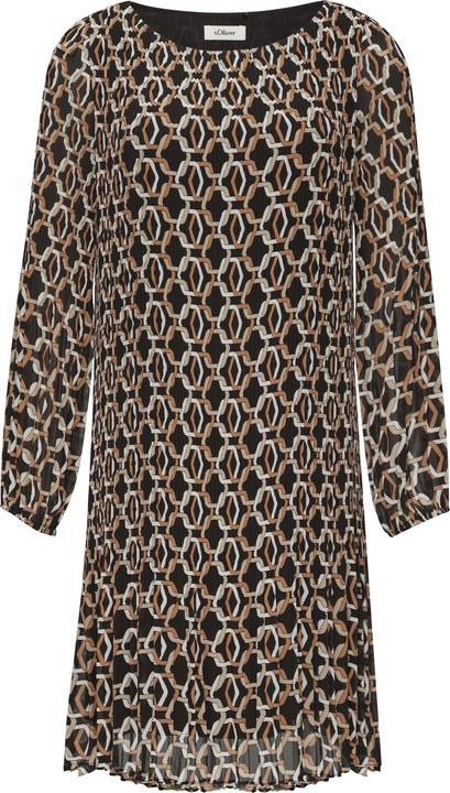 S.Oliver Kleid Plissiertes Chiffonkleid mit Puffärmeln (34)