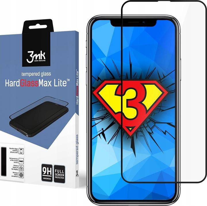 Image du produit 3MK HardGlass Max Lite for iPhone Xr / 11 black frame (1 pcs, Apple iPhone XR)