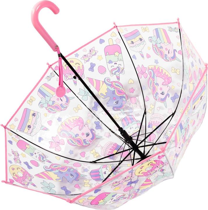 Produktbild Alopini Bunte Prinzessin Regenschirm mit Tasche Rand niedlichen transparenten Kunststoff gedruckt Einhorn
