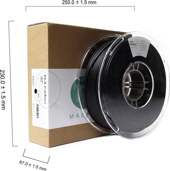 Actual product image Maertz PMMA-1023-002 PMMA-1023-002 Filament PLA Carbon heat resistant, high stiffness (Carbon, 2.85 mm, 1000 g, Black)