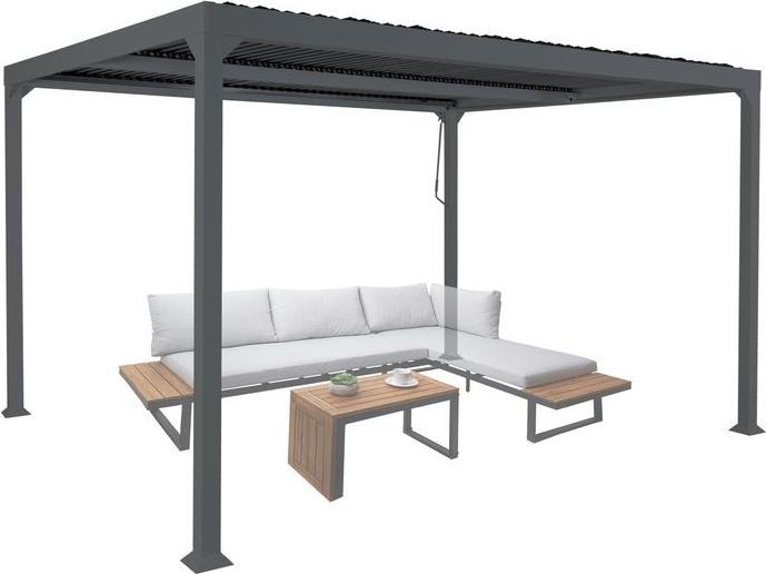 Produktbild Mendler Alu Pergola HWC-L41, stabiles 8cm-Metall-Gestell 3x3,7m, anthrazit (306 cm, 368 cm)
