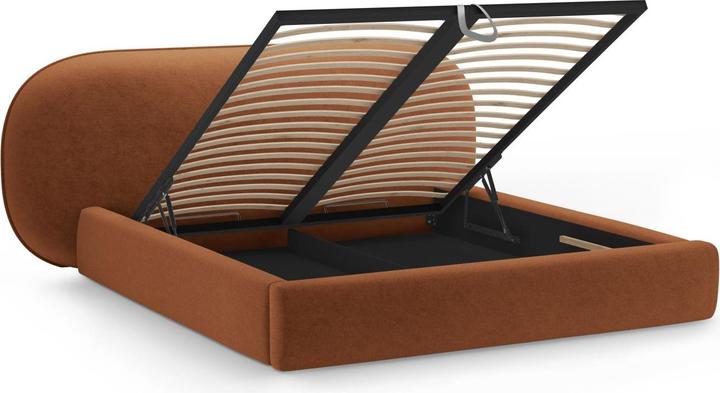 Actual product image Micadoni Storage Bed With Headboard, "Ovalo", Terracotta, 234x270x96 Made in Europe (180 x 200 cm)