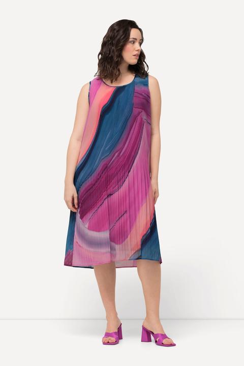 Image du produit Ulla Popken Plissee-Minikleid, Farbverlauf, A-Linie, Rundhals, ärmellos (50, 52)