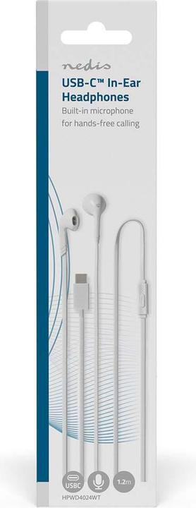 Actual product image Nedis Kopfhörer mit Kabel | USB-C™ | Kabellänge: 1.20 m | Eingebautes Mikro | Lautstärke-Regler | We (Cable)
