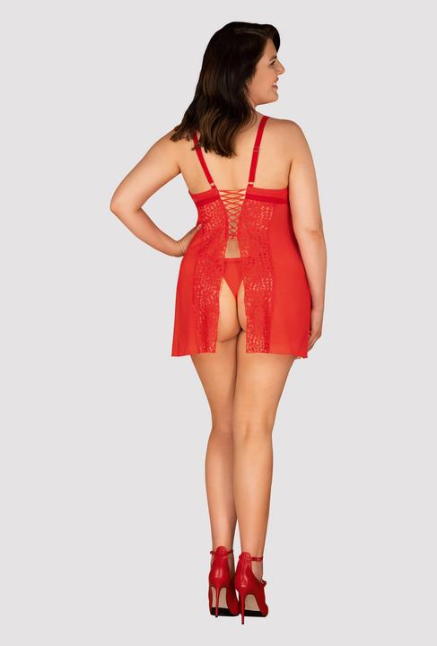 Produktbild Obsessive Babydoll mit Spitze und Rückenschnürung plus String (4XL, 5XL)