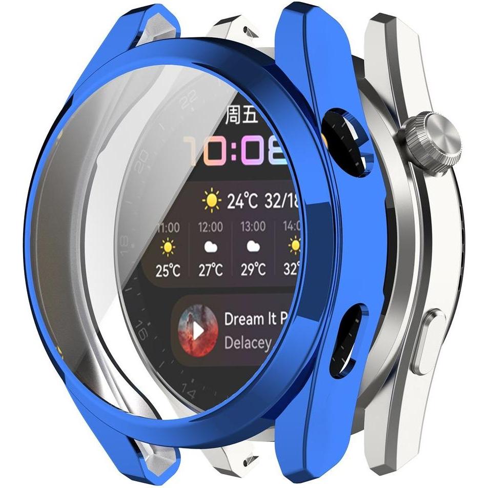 König Design Schutz Tasche Hülle für Huawei Watch3 Pro Case Cover Bumper Etuis Schale Tasche, Smartwatch Zubehör, Blau
