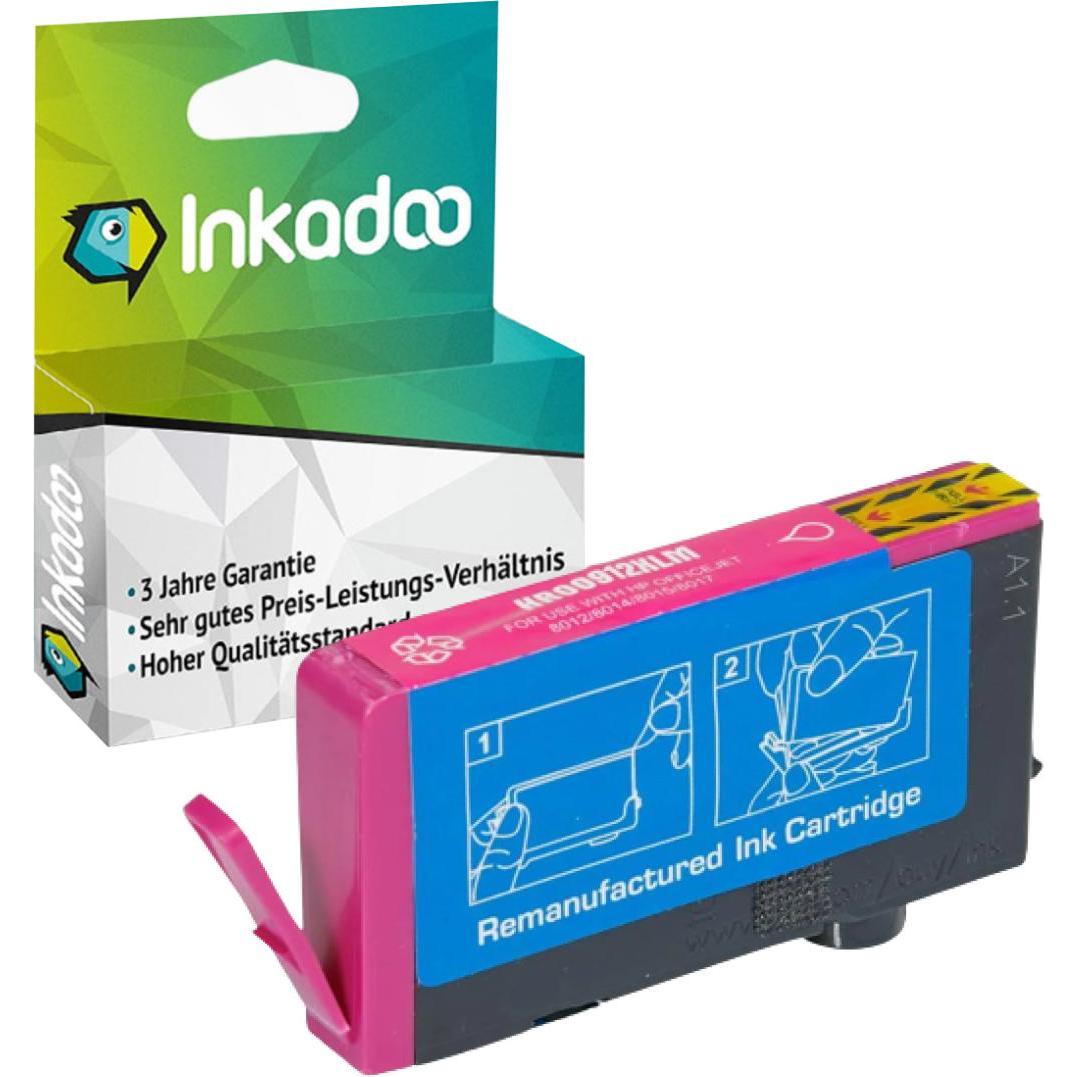 Inkadoo, Druckerpatrone, Druckerpatronen kompatibel zu HP 3YL82AE / 912XL Tintenpatrone, magenta Magenta (M)