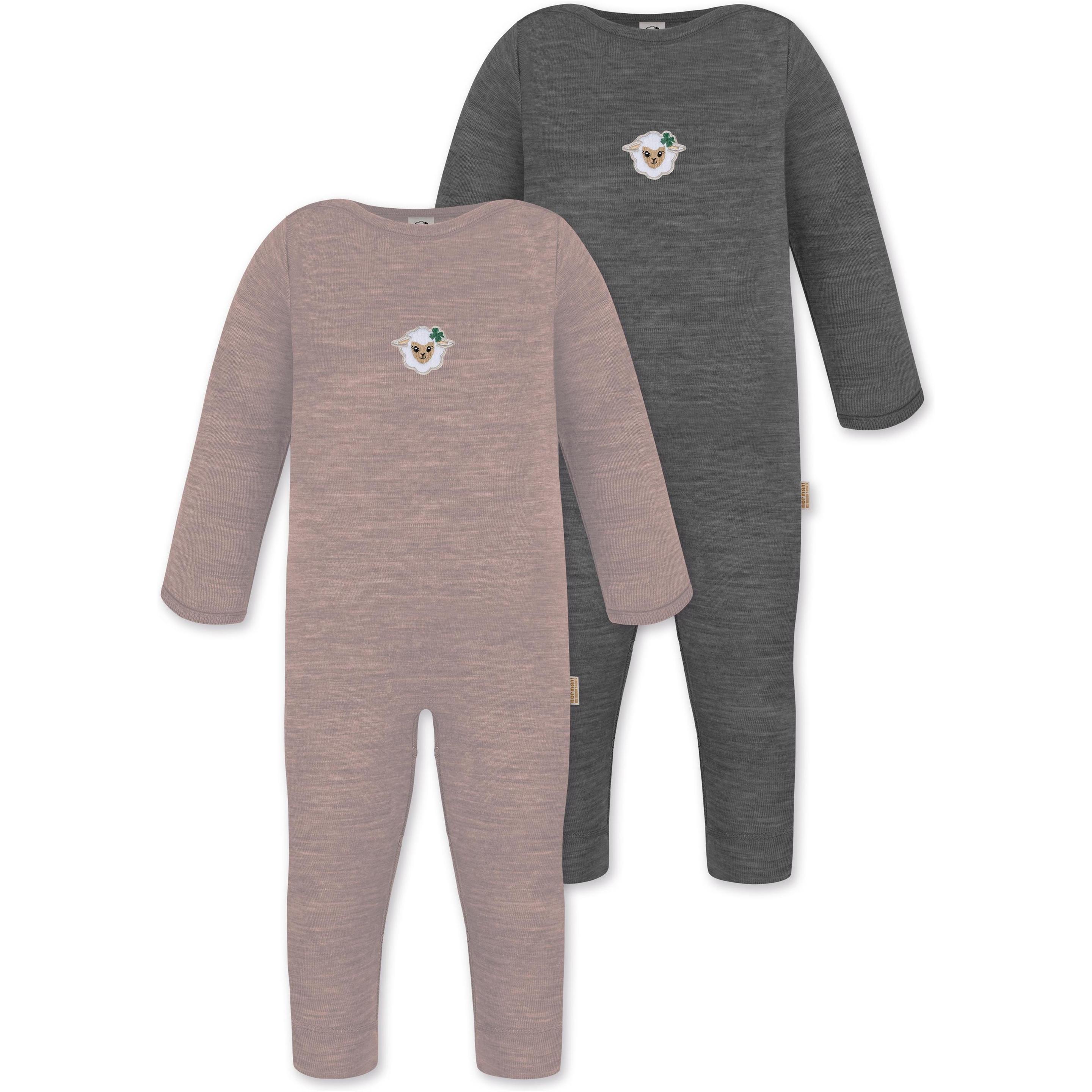 Normani, Herren, Strampler, 2er Pack Baby Merino Strampler „Tangoio" - 9595, Rosa, (56)