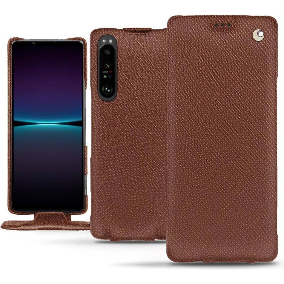 Noreve Lederschutzhülle vertikal (Sony Xperia 1 IV), Smartphone Hülle, Braun