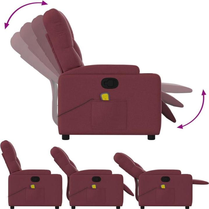 Immagine prodotto vidaXL Poltrona massaggiante in tessuto rosso vino,Colore: Rosso vino,Materiale: Tessuto