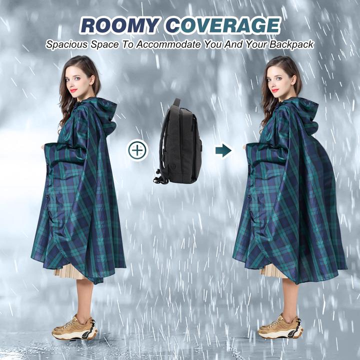 Produktbild Alopini Regenponcho Atmungsaktives Regencape Leichte Regenjacke Regenjacke Regenmantel als Picknickdecke