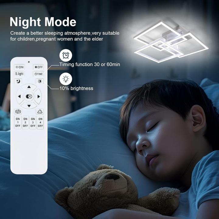 Produktbild Comely Dimmbare LED-Deckenleuchte mit Fernbedienung, modern für Wohnzimmer, Schlafzimmer, Küche
