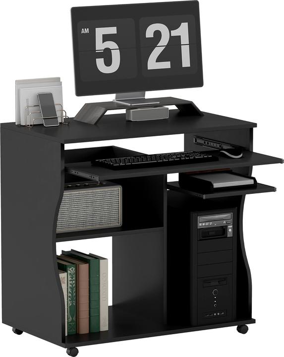 Homcom Computertisch Spanplatte, Kunststoff Schwarz (48 x 80 x 75 cm)